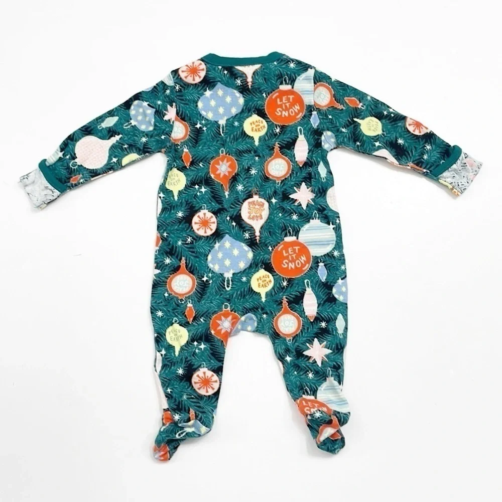 Old Navy Christmas ornament print 2 way zipper baby footie